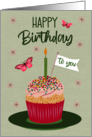 Birthday Cupcake and Butterflies card