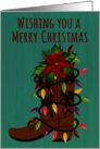 Christmas Cowboy Boot with Lights card