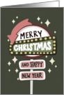 Merry Christmas and Happy New Year Retro Sign card