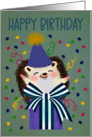 Birthday Hedgehog Cheer with Present card