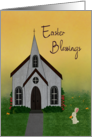Easter Blessings with Country Church and Bunny card