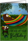 Birthday Sleeping Bear in Hammock card