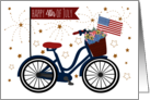 July 4th Bicycle with Flag and Fireworks card