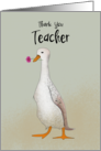 Thank You Teacher Duck Holding a Flower card