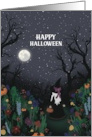 Halloween Witch in Woods Moon card