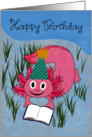 Birthday Axolotl Wearing Party Hat card