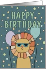 Happy Birthday Lion With Sunglasses card