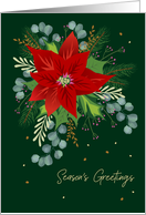 Seasons Greetings Poinsettia card