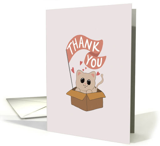 Thank You Cat Sitting in Box with Hearts card (1836828)