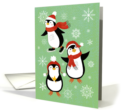 Christmas Penguins with Snowflakes card (1841932)