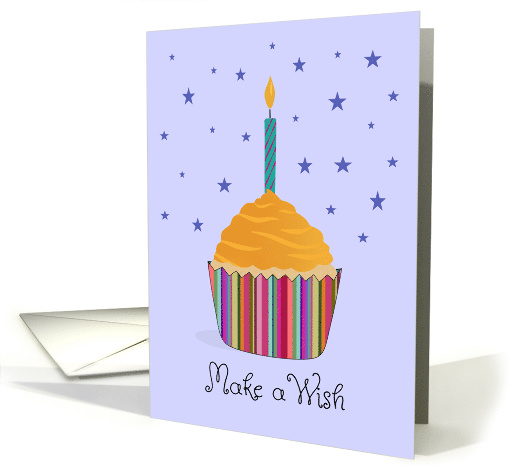 Birthday Cupcake with Candle and Stars card (1842758)