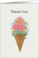 Thank You Floral Waffle Cone card