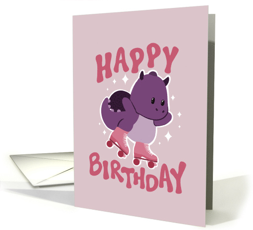 Happy Birthday Roller Skating Dragon card (1847332)