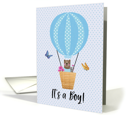 Baby Boy Hot Air Balloon with Bear and Mouse card (1847996)