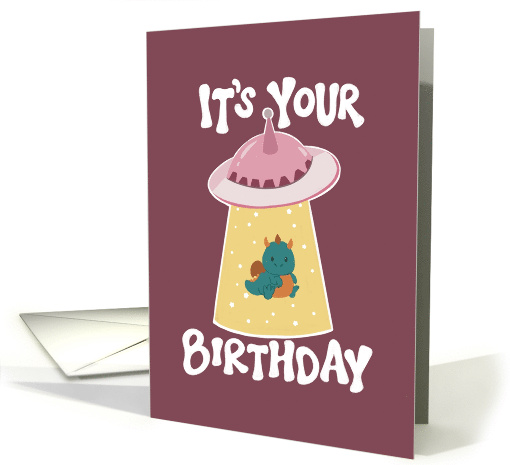 It's Your Birthday Alien Abduction UFO Dragon card (1848386)