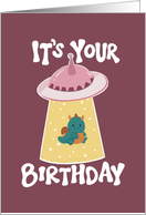It’s Your Birthday Alien Abduction UFO Dragon card