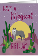 Birthday Magical Wolf Cactus card
