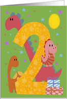 2nd Birthday Cute Dinosaurs card