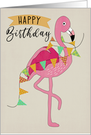 Birthday Flamingo with Banner card