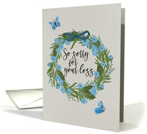 Sympathy Blue Flowers Wreath and Butterflies card (1859654)