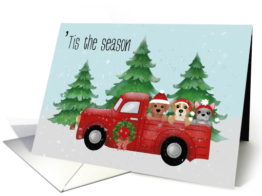 Christmas Red Truck and Puppies card (1860716)