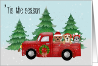 Christmas Red Truck and Puppies card