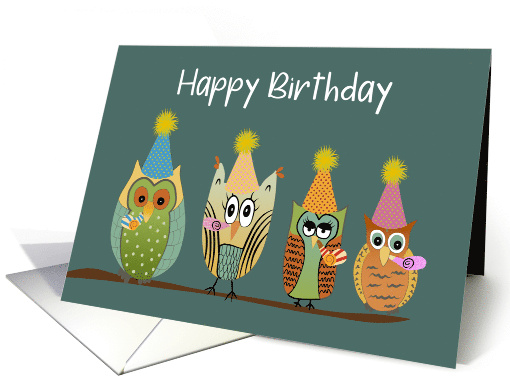 Birthday Owls with Party Hats card (1863758)