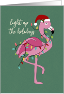 Christmas Flamingo Light up the Holidays card