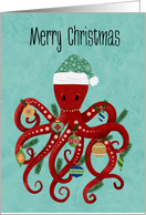 Christmas Octopus with Ornaments card