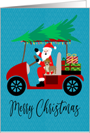 Christmas Golf Cart Santa and Dog card