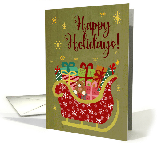 Christmas Happy Holidays Sleigh with Presents card (1872286)