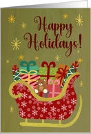Christmas Happy Holidays Sleigh with Presents card