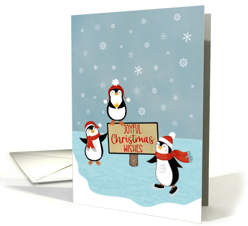 Christmas Joyful Wishes Penguins on Ice card (1875180)