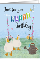 Birthday Just for You Ducks and Flowers card