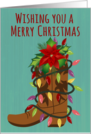 Christmas Cowboy Boot with Lights card