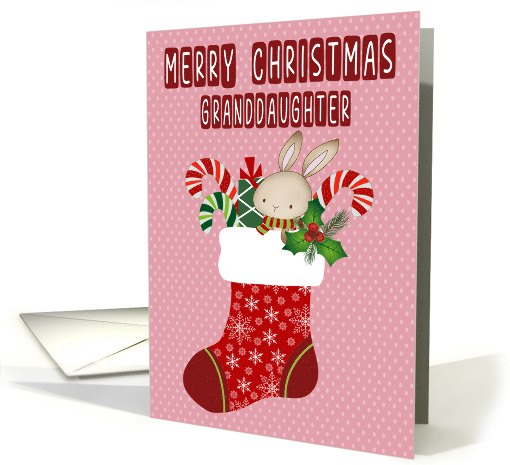 Christmas for Granddaughter Stocking with Bunny card (1876138)