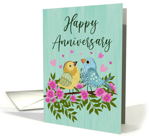Anniversary Birds with Flowers and Hearts card (1876690)