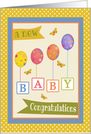 Congratulations New Baby with Blocks and Balloons card