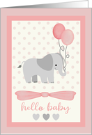 Baby Girl Elephant with Balloons card