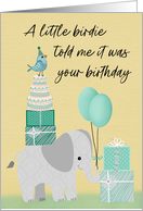 Birthday Elephant with a Little Birdie card
