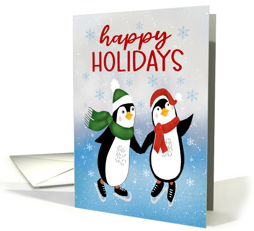 Happy Holidays Ice Skating Penguins card (1879400)