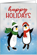 Happy Holidays Ice Skating Penguins card
