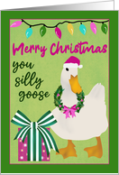 Christmas Silly Goose with Present card