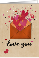 Valentines Day Love You Envelope of Hearts card