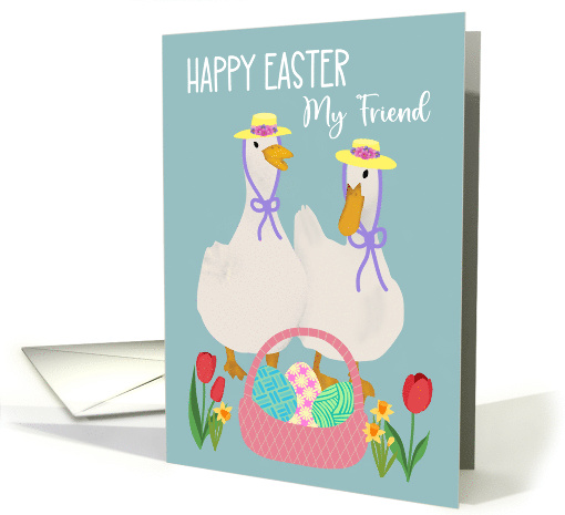 Easter for My Friend with two Ducks Wearing Bonnets card (1898538)