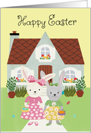 Easter Bunnies in Dresses on Egg Hunt card