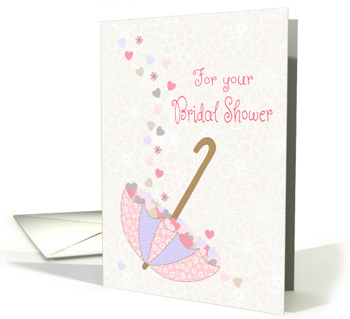 Bridal Shower Umbrella with Hearts and Flowers card (1900818)