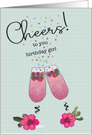 Birthday Cheers to you Birthday Girl Drinks card