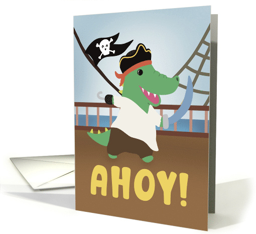 Happy Birthday Pirate Ship Alligator card (1912216)