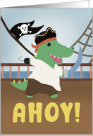 Happy Birthday Pirate Ship Alligator card